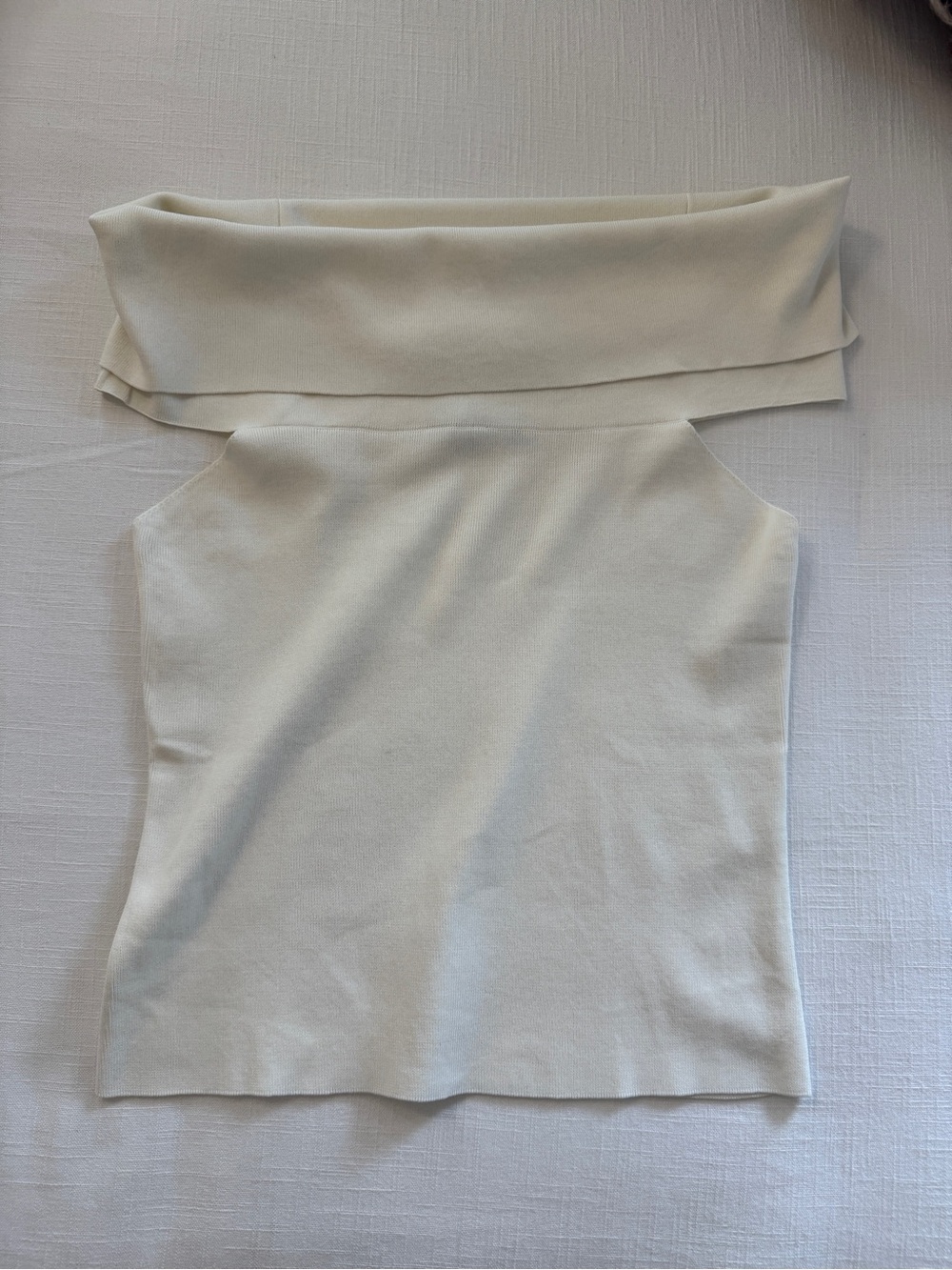 Mango Cream Off-Shoulder Fold-Over Camisole